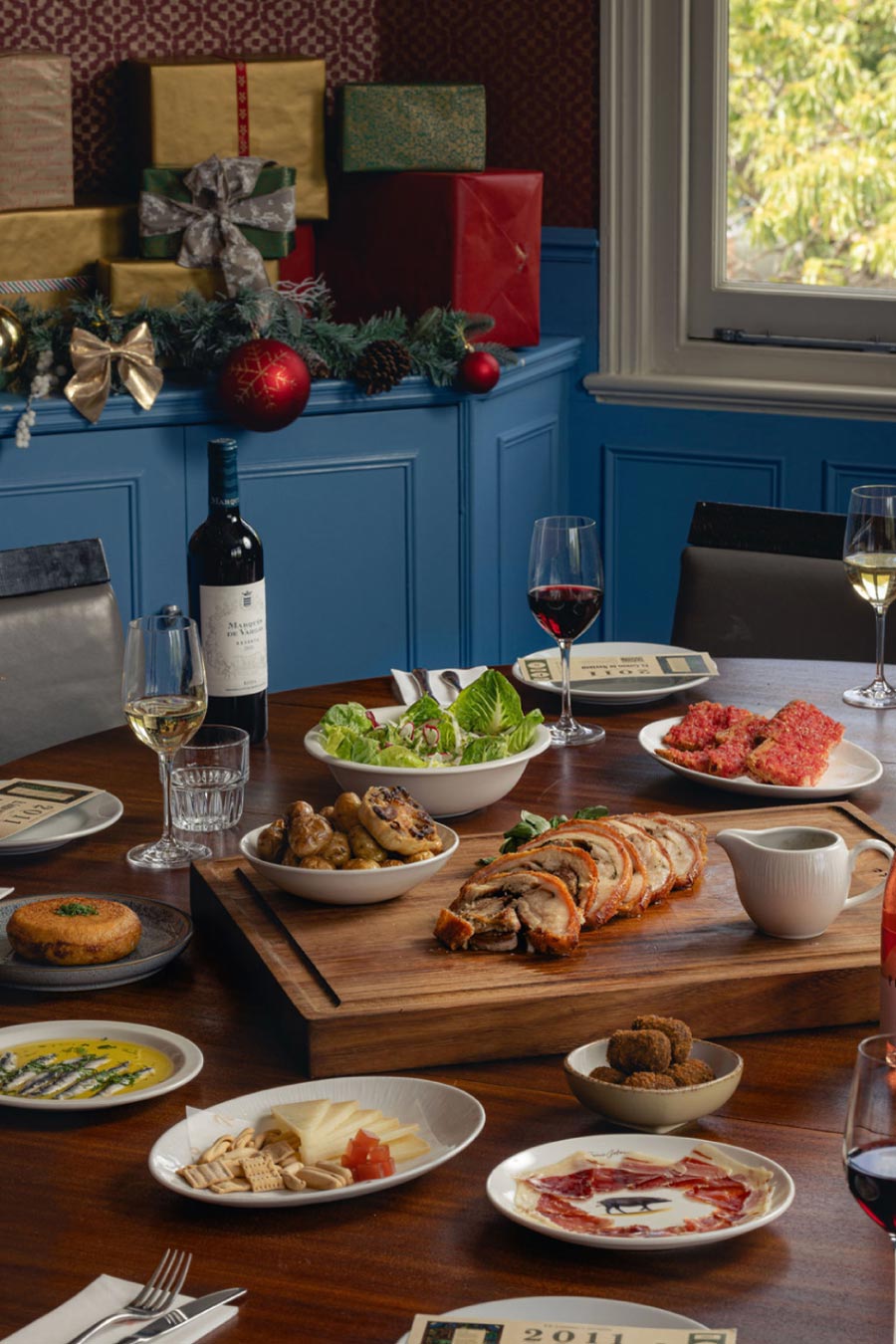 Swan inn pub esher surrey group christmas roast pork